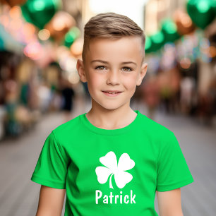 T-shirt St Patricks Day Vert Shamrock Nom Personnalisé