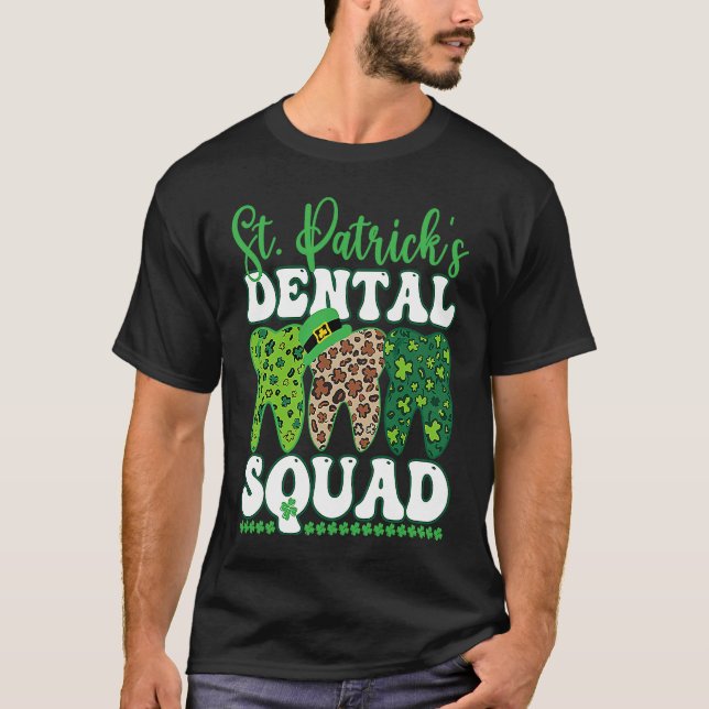 T-shirt St Patrick's Dental Squad Leopard Tooth For Dentis (Devant)