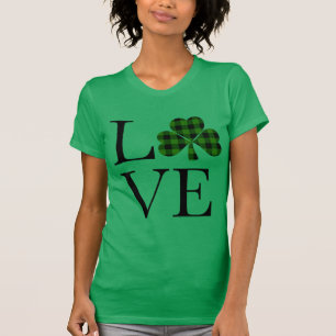 T-shirt St.Patricks jour vert noir plaid girofle amour