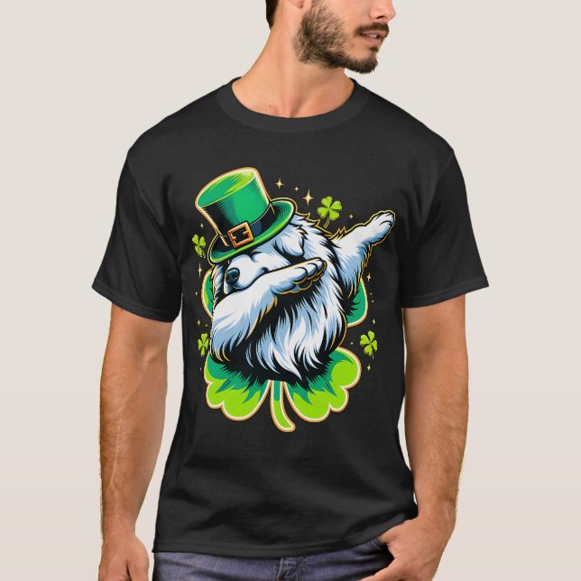 T-shirt St Patricks Leprechaun Dabbing Great Pyrenees Dog (Devant)