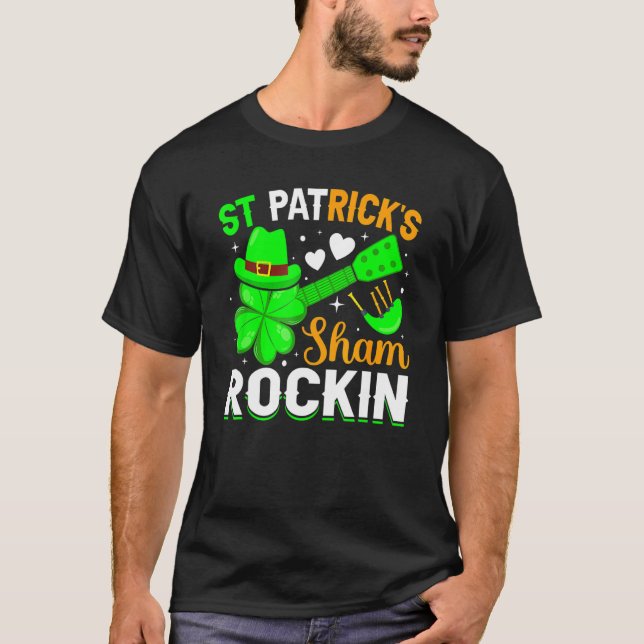T-shirt St Patrick's Sham Rockin Shamrock Guitar St Patric (Devant)