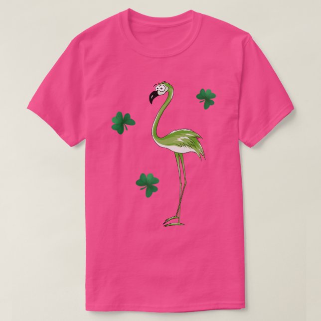 T-shirt St Pats Day Green Flamant rose irlandais Lucky Sha (Design devant)