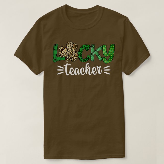 T-shirt St Pattys Leopard Shamrock Lucky Enseignant St Pat (Design devant)