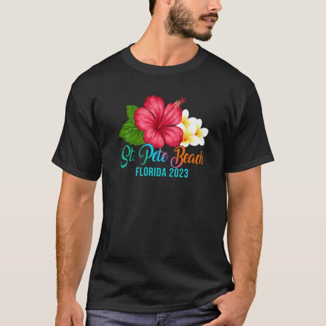 T-shirt St Pete Beach Vacances Floride Hibiscus tropical F (Devant)