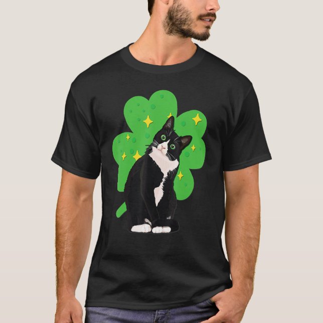 T-shirt St Saint Patrick's Day Tuxedo Chat Hommes Femmes E (Devant)