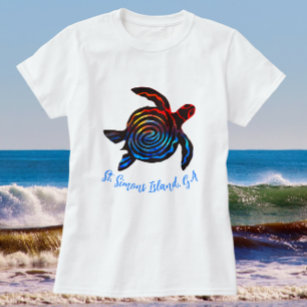 T-shirt St Simons Island GA Colorful Sea Turtle Souvenir