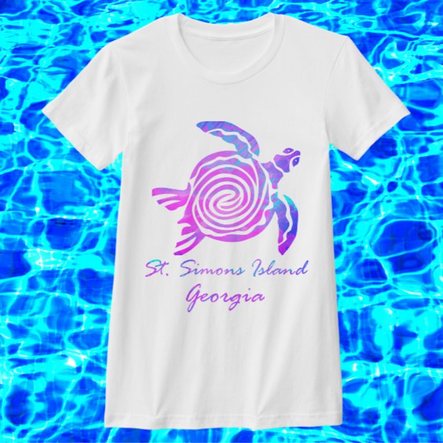 T-shirt St. Simons Island GA Vibrant Ocean Sea Turtle (Créateur téléchargé)