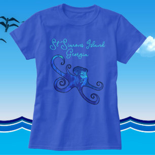 T-shirt St. Simons Island Georgia Blue Octopus