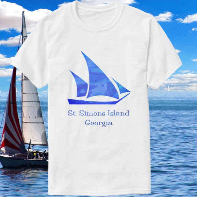 T-shirt St. Simons Island Georgia Ocean Blue Sailboat (Créateur téléchargé)
