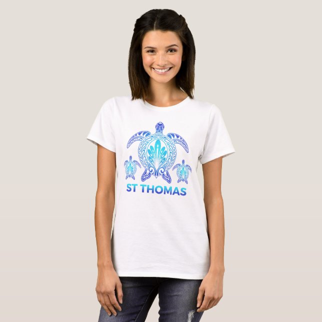 T-shirt St Thomas Virgin Islands Blue Sea Turtle Souvenirs (Devant entier)