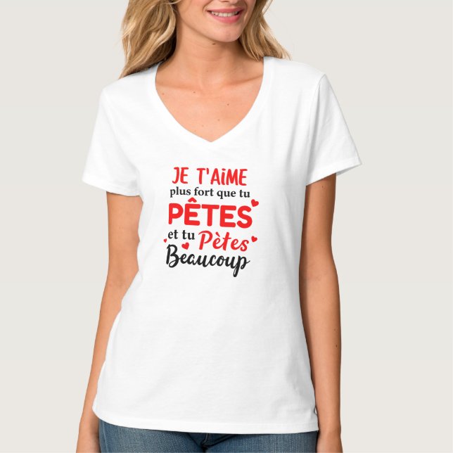 T-shirt St Valentin Couple Je T'aime Plus Que Tu Ronfles (Devant)