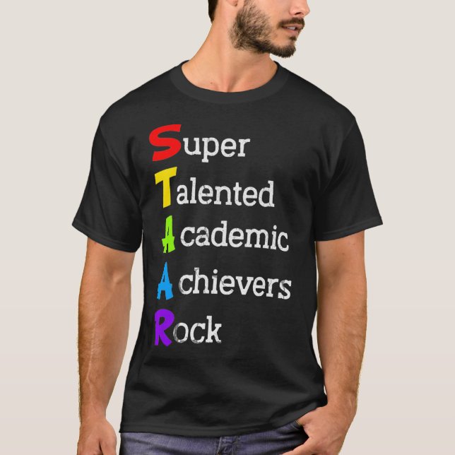 T-shirt STAAR Super Talented Academic Achievers Rock Test  (Devant)