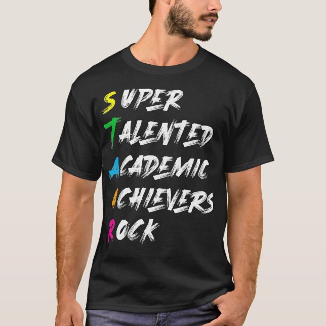 T-shirt STAAR Super Talented Academic Achievers Rock Testi (Devant)