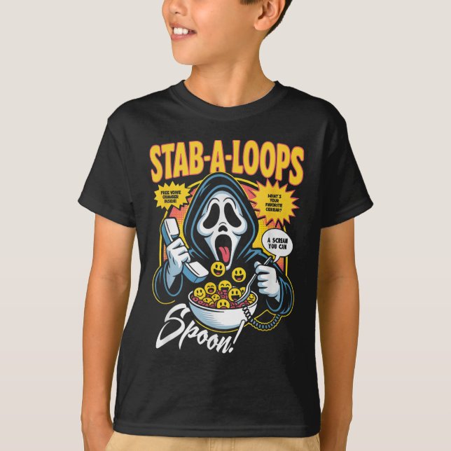 T-shirt Stab-a-loops Horror Cereal Box Halloween (Devant)