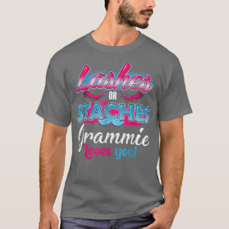 T-shirt Staches or Lashes Grammie Loves You Best Gender Re