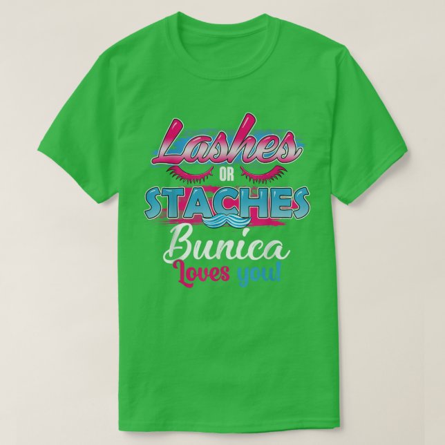 T-shirt Staches ou Lashes Bunica vous aime meilleur genre  (Design devant)