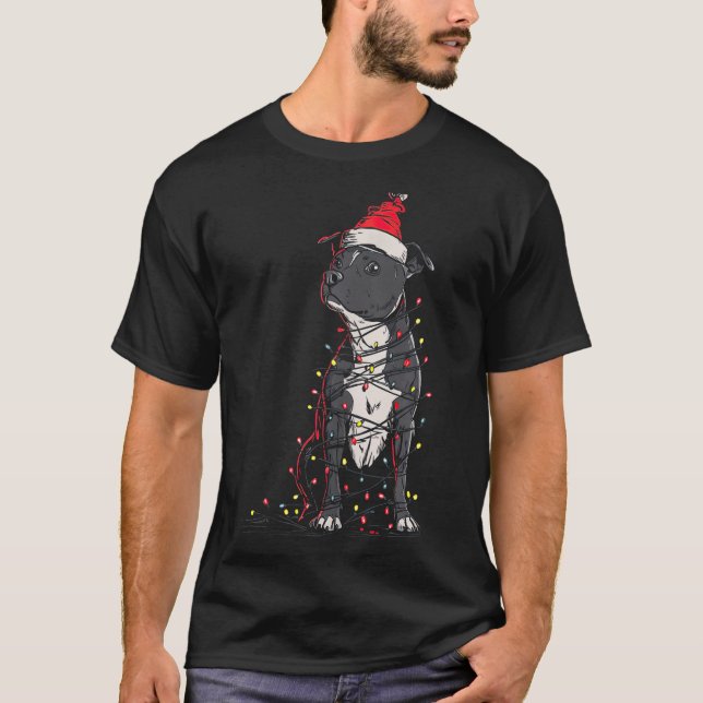 T-shirt Staffordshire Bull Terrier Christmas Graphics Dog  (Devant)