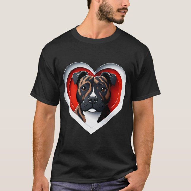 T-shirt Staffordshire Bull Terrier Heart Cute Staffy Puppy (Devant)