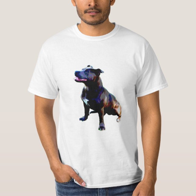 T-shirt Staffordshire Bull Terrier Oil Paint, (Devant)