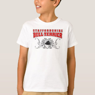T-shirt Staffordshire Bull Terrier texte rouge du certific