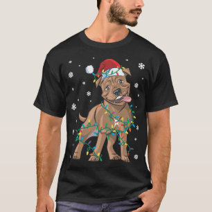 T-shirt Staffordshire Pit Bull Terrier Enveloppé Noël L