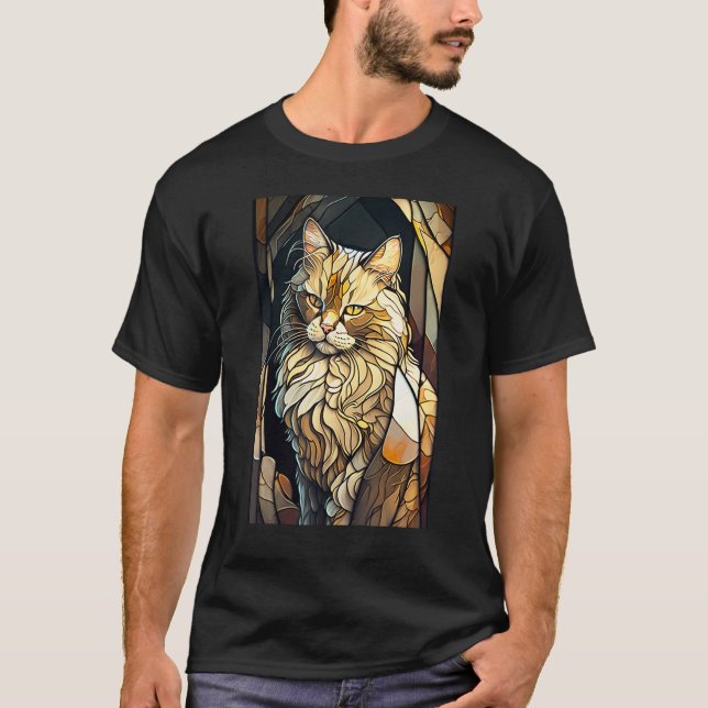 T-shirt Stained Glass Buff Cat (Devant)