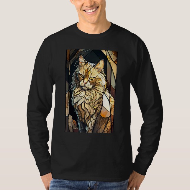 T-shirt Stained Glass Buff Cat (Devant)