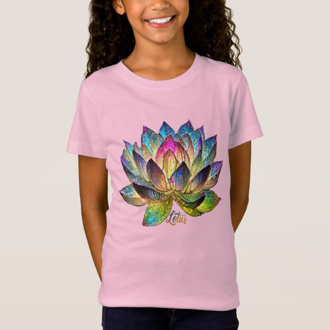 T-Shirt Stained Glass Colorful Lotus Flower (Devant)
