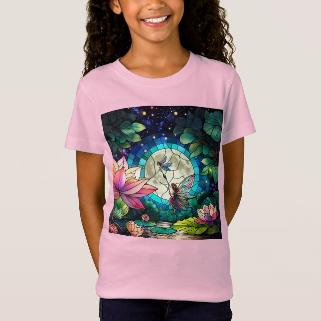 T-Shirt Stained Glass Little Fairy With Dragonfly (Devant)