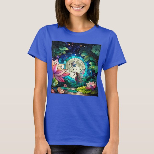 T-shirt Stained Glass Little Fairy With Dragonfly (Devant)