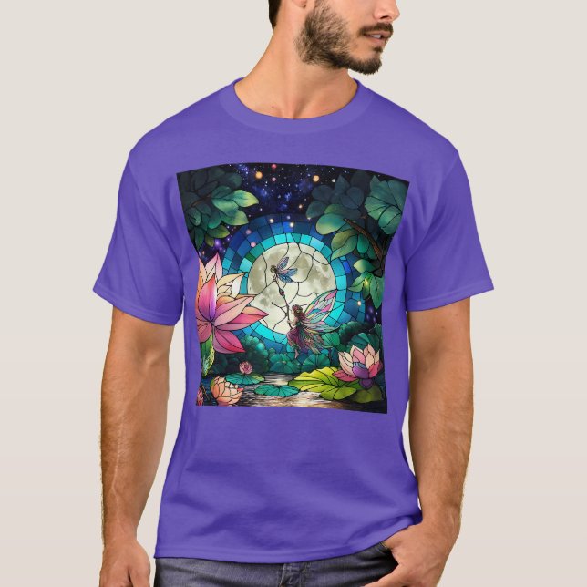 T-shirt Stained Glass Little Fairy With Dragonfly (Devant)