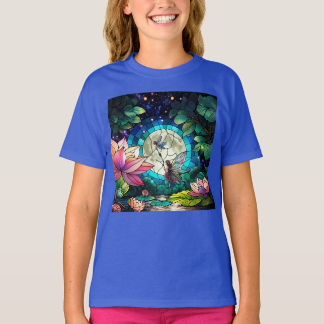T-shirt Stained Glass Little Fairy With Dragonfly (Devant)