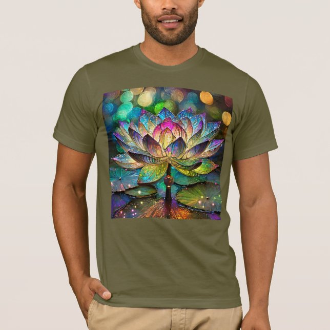 T-shirt Stained Glass Vibrant Lotus Flower (Devant)