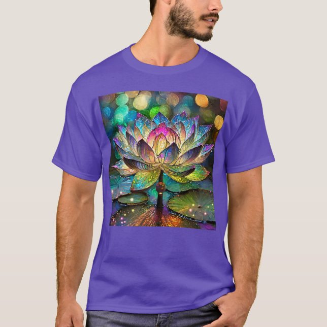 T-shirt Stained Glass Vibrant Lotus Flower (Devant)