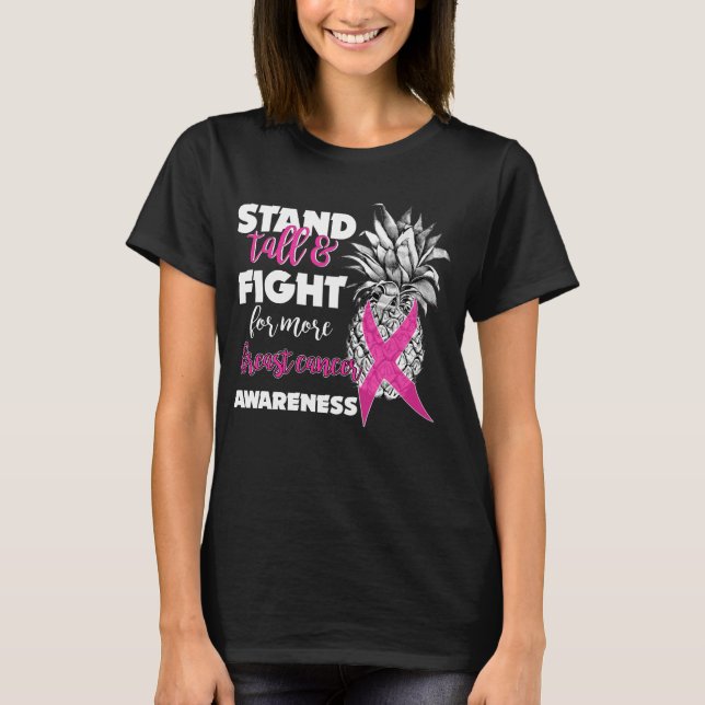 T-shirt stand d'ananas de sensibilisation au cancer du sei (Devant)