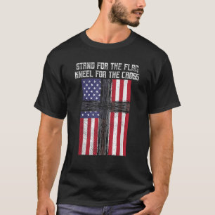 T-shirt Stand Drapeau Kneel Cross Dieu Jésus Amérique US C
