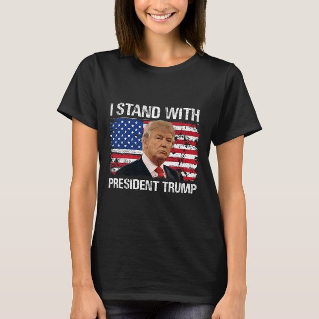 T-shirt Stand President Trump American Flag Trump 2024 Men (Devant)