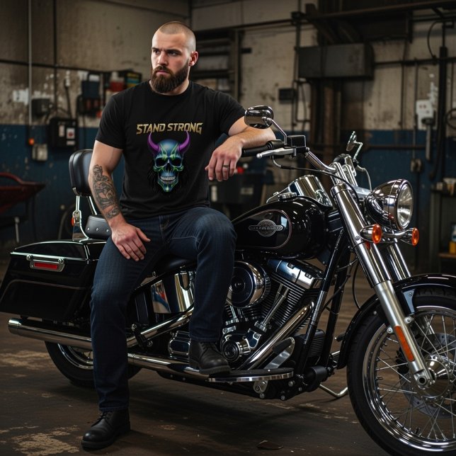 T-shirt Stand Strong Neon Skull Graphic (Créateur téléchargé)