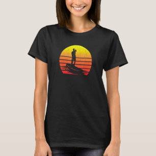 T-shirt Stand Uppaddlingvintage Sunset Sup Retro Silhouett