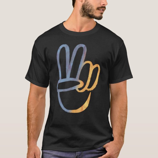 T-shirt Stand With Ukraine - PEACE Symbol v-Sign Freedom (Devant)