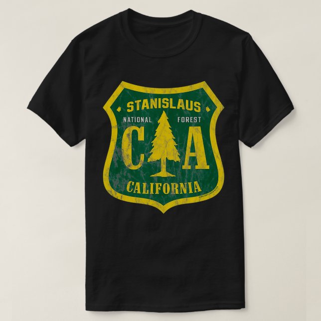 T-shirt Stanislaus National Forest California Shield Vinta (Design devant)