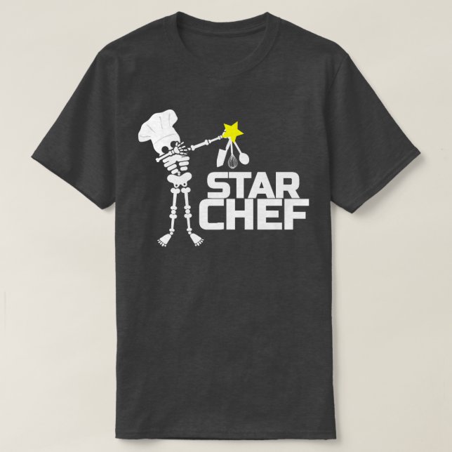 T-shirt Star Chef Cook Skeleton Stars Kitchen Cadeau  (Design devant)