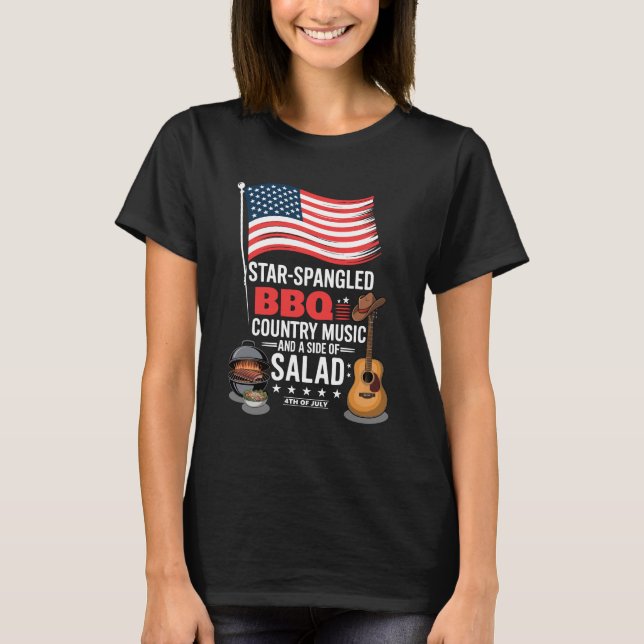 T-shirt Star Spangé BBQ Country Music Salade 4 juillet (Devant)