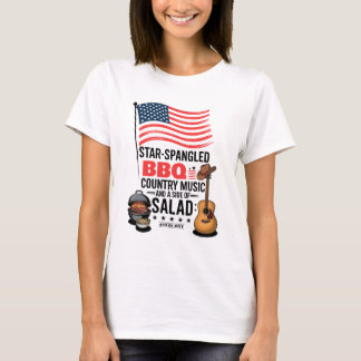 T-shirt Star Spangé BBQ Country Music Salade 4 juillet