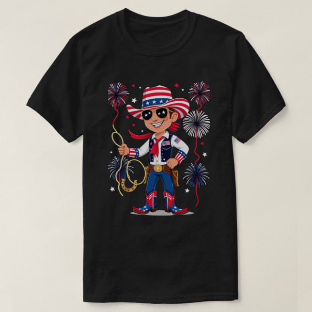 T-shirt Star-Spangled Cowboy – 4th of July Celebration Des (Design devant)
