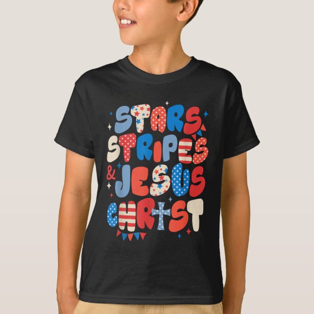 T-shirt Star Stripes Jésus Christ Usd Drapeau Indépendance (Devant)