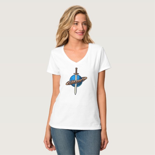 T-shirt Starblade Emblem – Glitzor9 Women’s V-Neck (Devant entier)