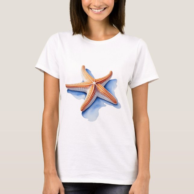 T-shirt Starfish and Blue Silhouette (Devant)