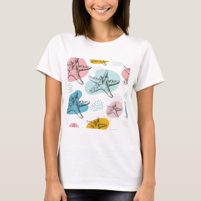 T-shirt Starfish in trendy colors elegant pattern (Devant)