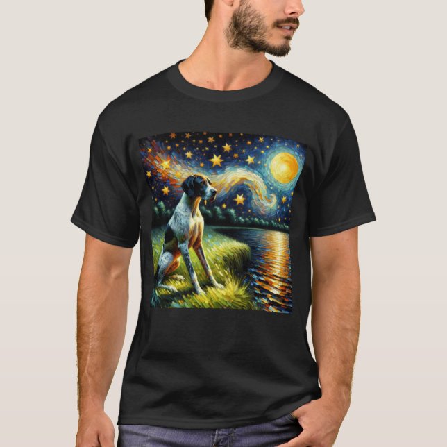 T-shirt Starry Night Anglais Pointer Dog Van Gogh Lover (Devant)